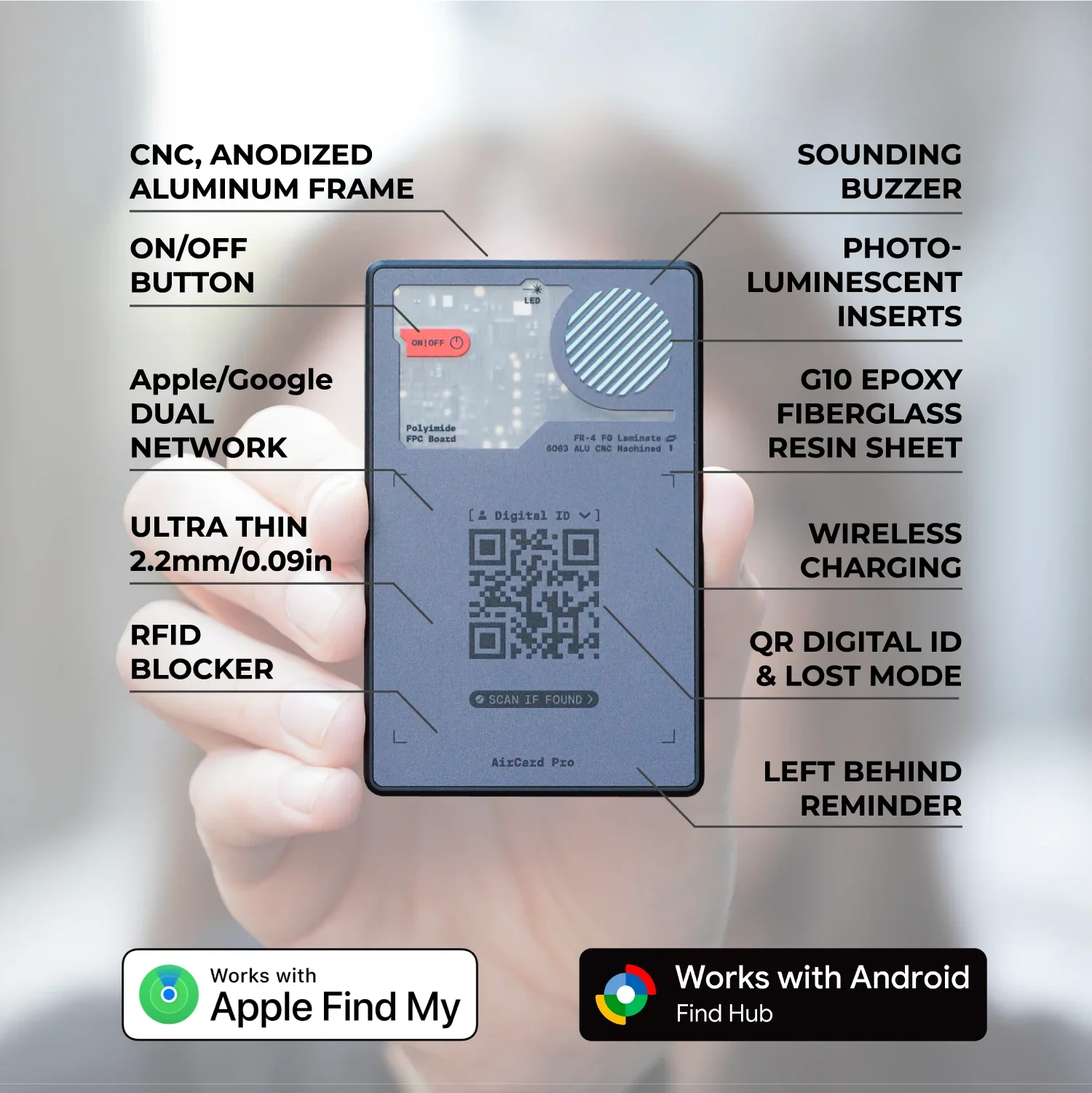 AirCard™ Pro Dual - Apple+Android Ultra-thin Bluetooth Tracker - Image 3