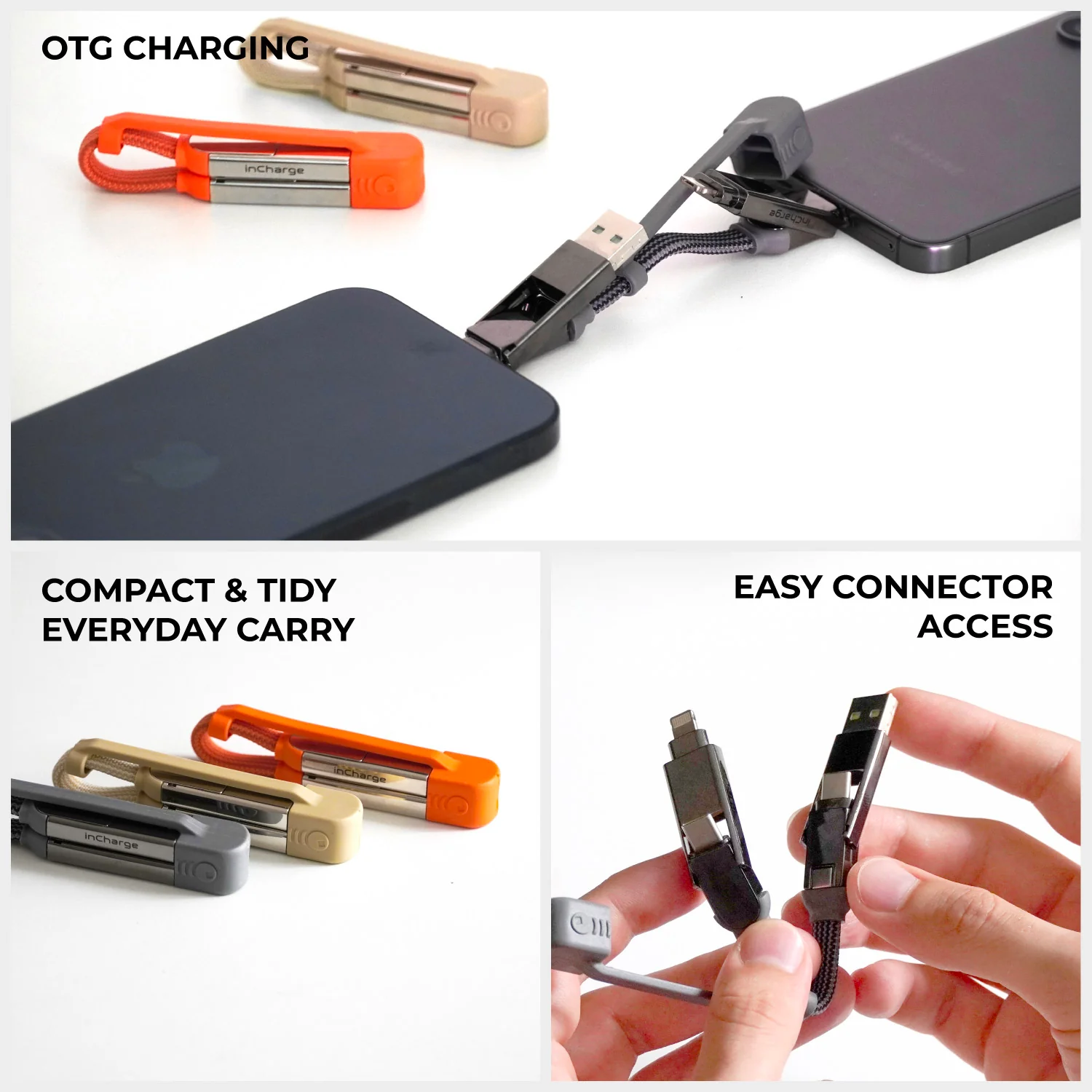 inCharge® XS - 240W Ultra Fast Charging Keyring Cable (4-in-1) - Image 5