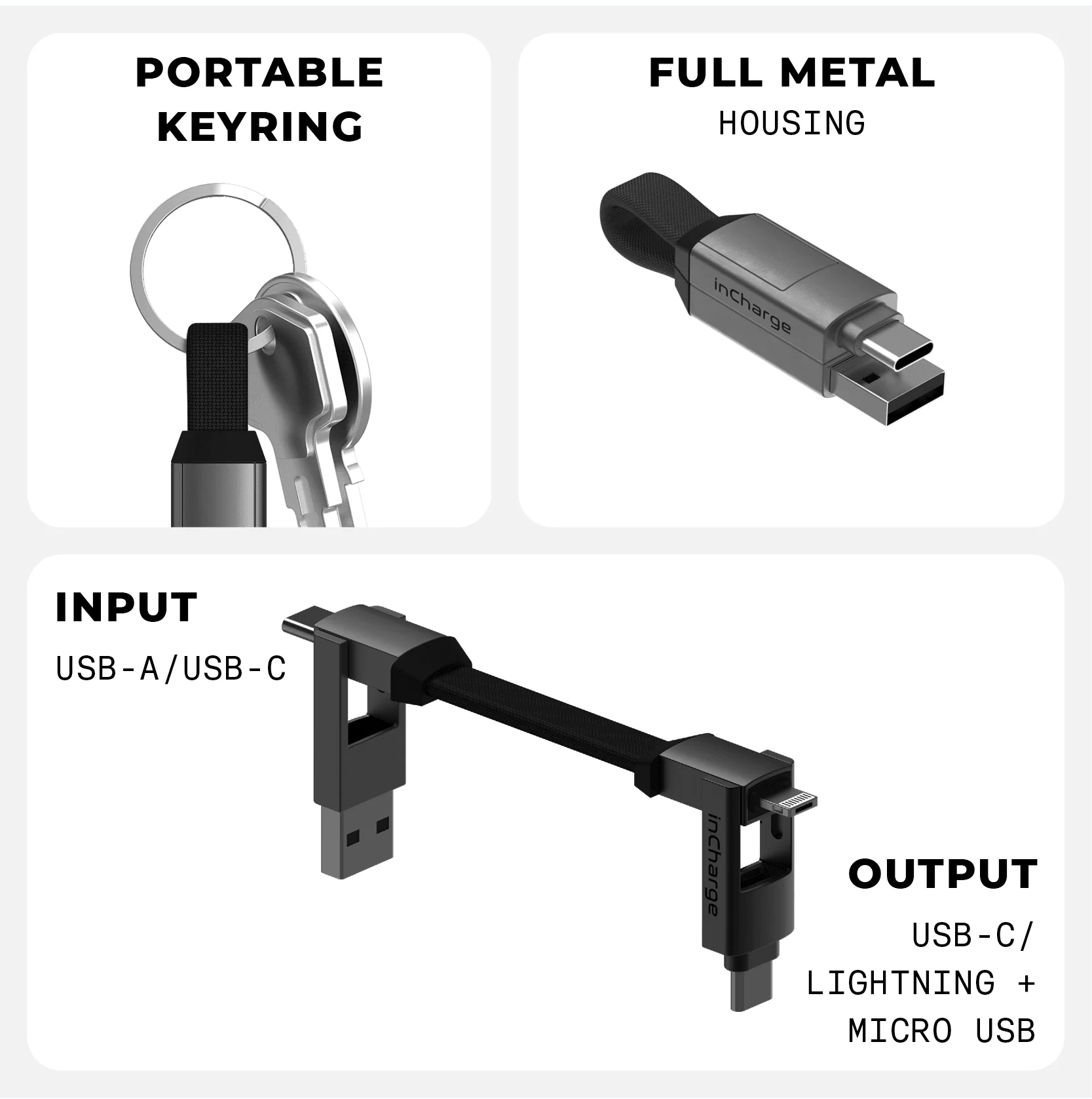 inCharge® 6 - 15W, 6in1 keyring cable - Image 16