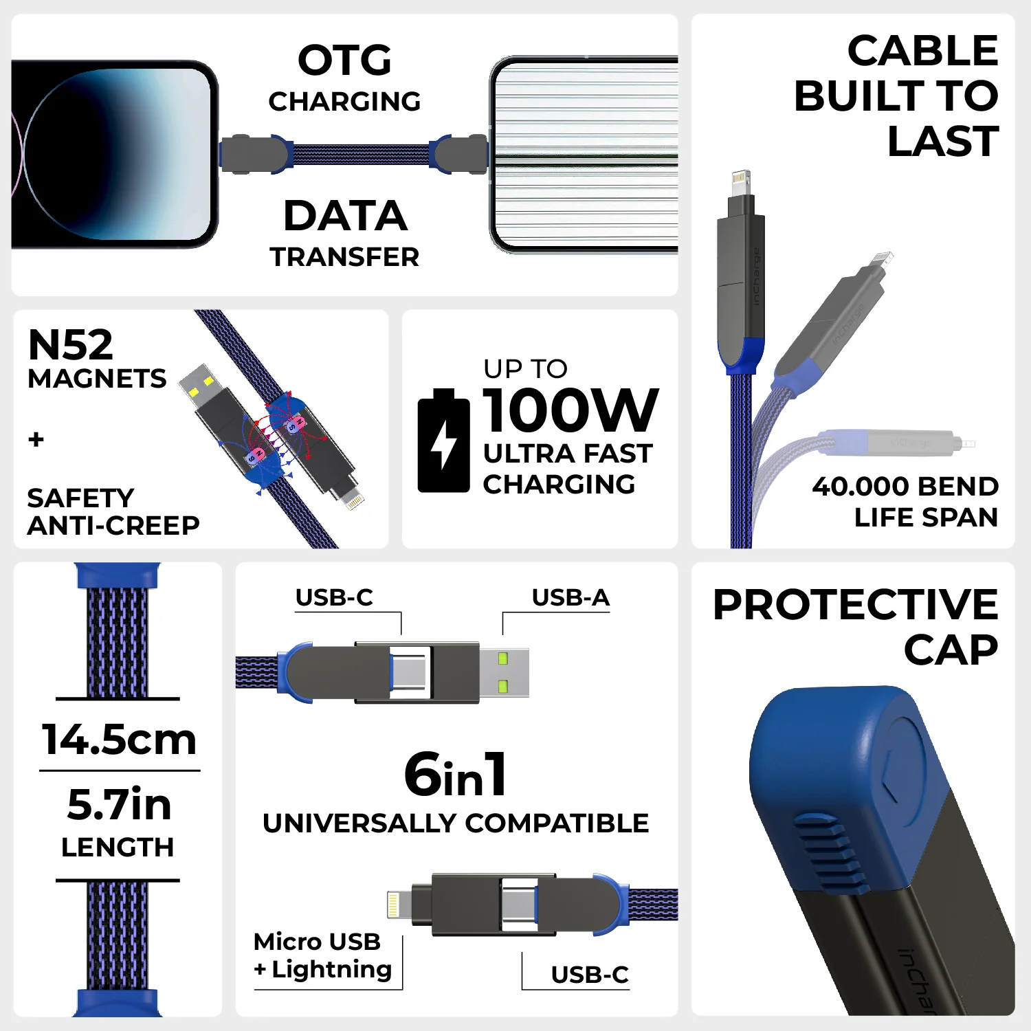 inCharge® X - 100W, 6in1 keyring cable - Image 10