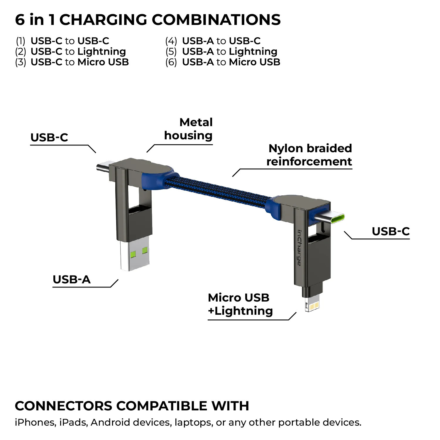 inCharge® X - 100W, 6in1 keyring cable - Image 11